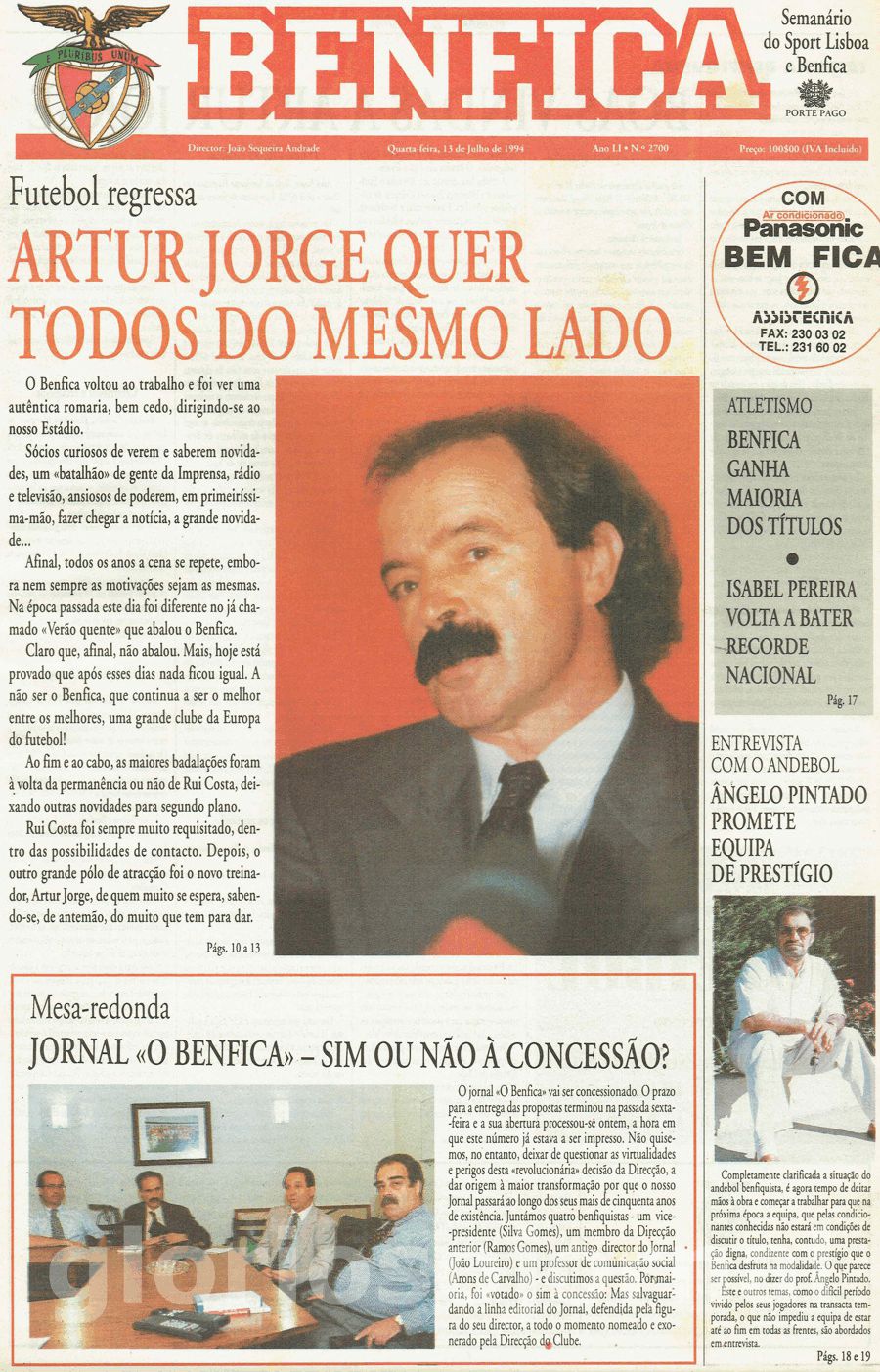 jornal o benfica 2700 1994-07-13